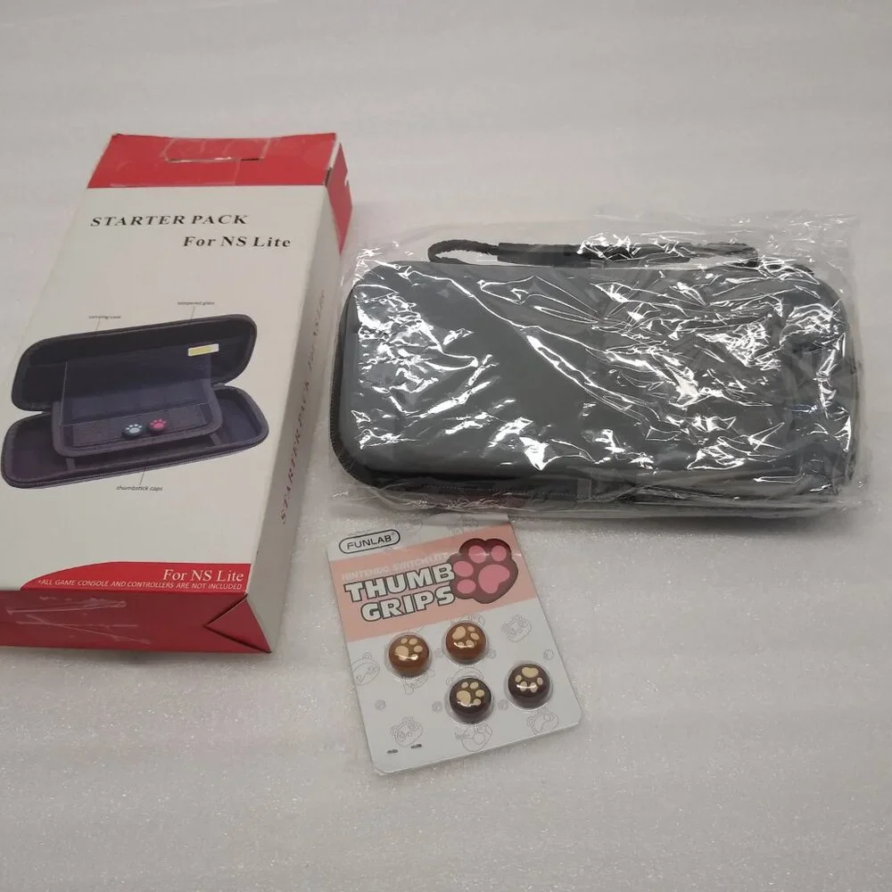 Nintendo Switch Lite Carry Case w/ FUNLAB 4 pack thumb grips Great Gift NWOT